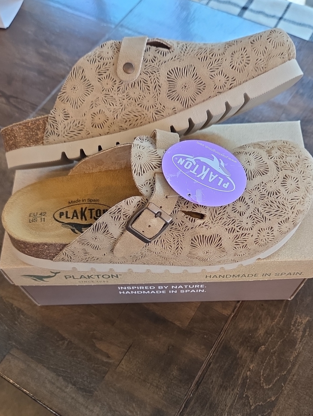 Plakton Size 11 Women's Tan Suede Slip-On Clog NEW